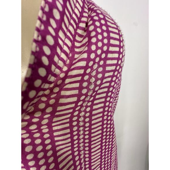 Tory Burch Size 6 Women Stephanie Embellished Blouse Pink Printed Boho 56-24 - Picture 4 of 9